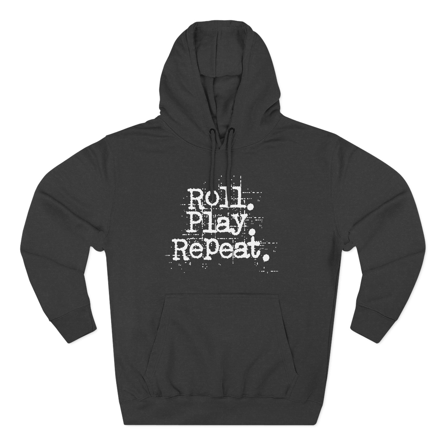 A Roll.Play.Repeat. Fleece Hoodie for Gamers, Casual Wear, Gifts for Friends, Cozy Apparel, Gamer Merchandise