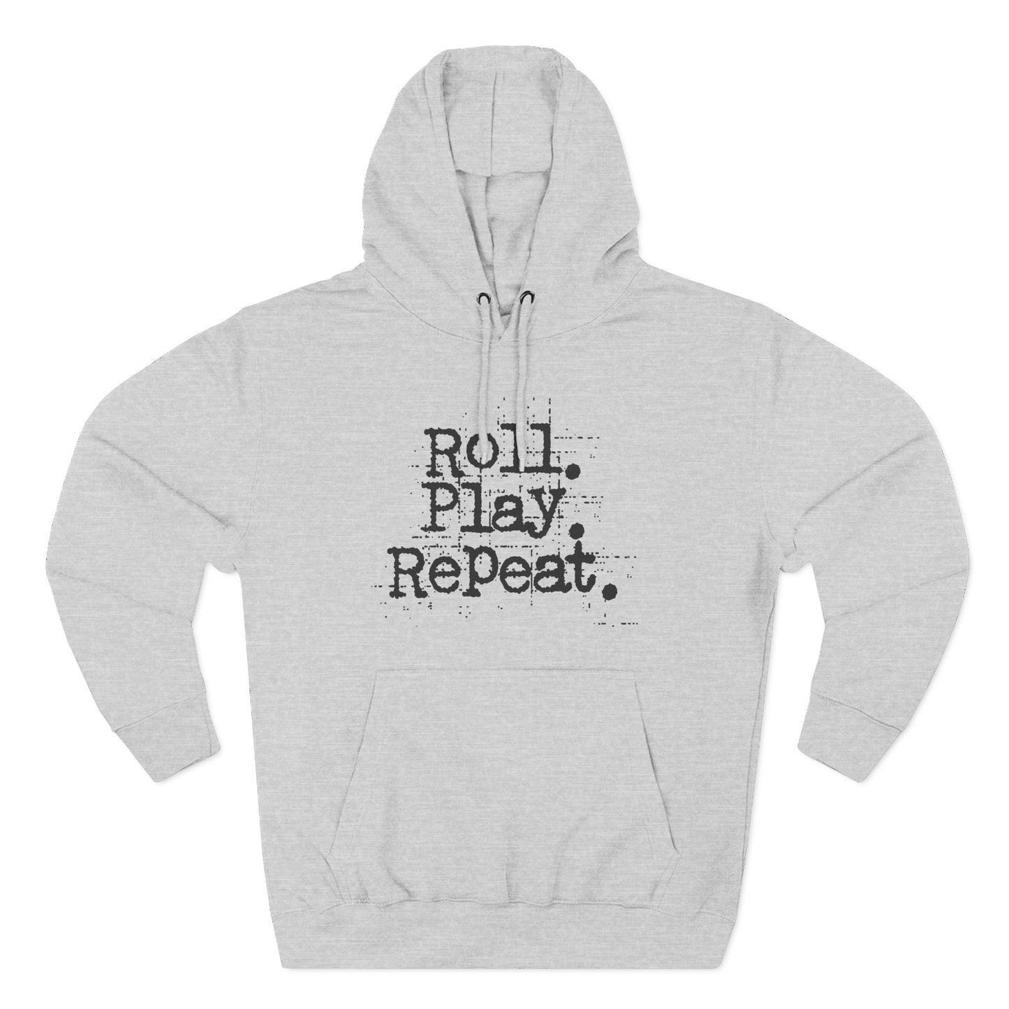 A Roll.Play.Repeat. Fleece Hoodie for Gamers, Casual Wear, Gifts for Friends, Cozy Apparel, Gamer Merchandise