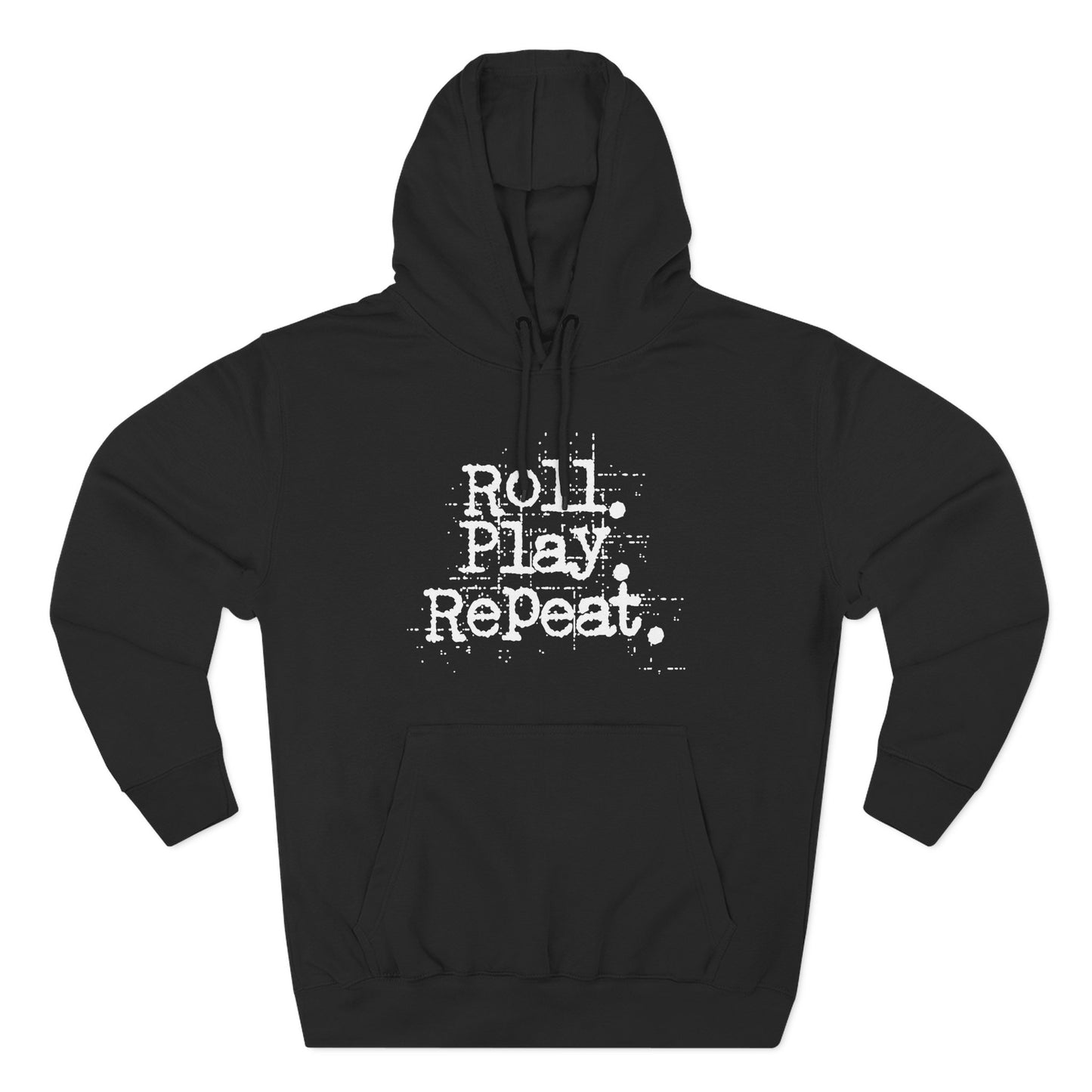 A Roll.Play.Repeat. Fleece Hoodie for Gamers, Casual Wear, Gifts for Friends, Cozy Apparel, Gamer Merchandise