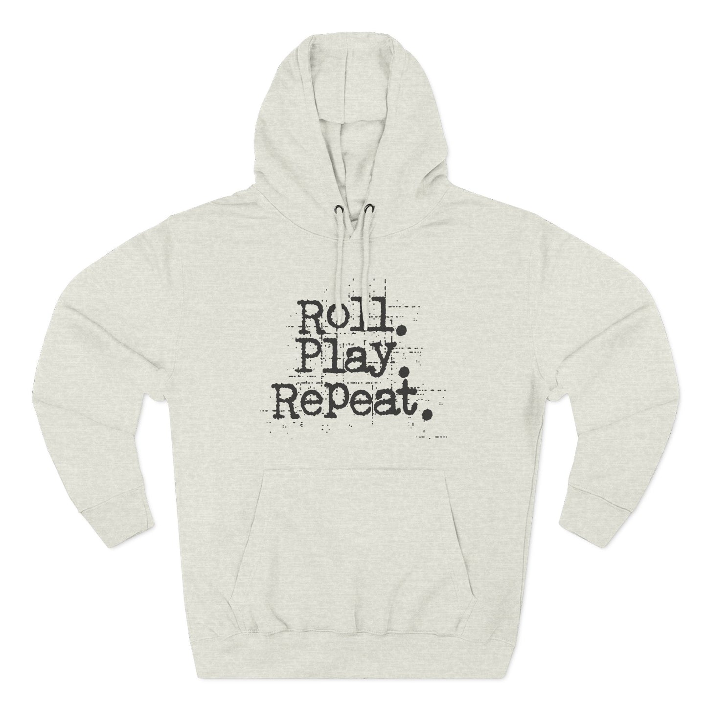 A Roll.Play.Repeat. Fleece Hoodie for Gamers, Casual Wear, Gifts for Friends, Cozy Apparel, Gamer Merchandise